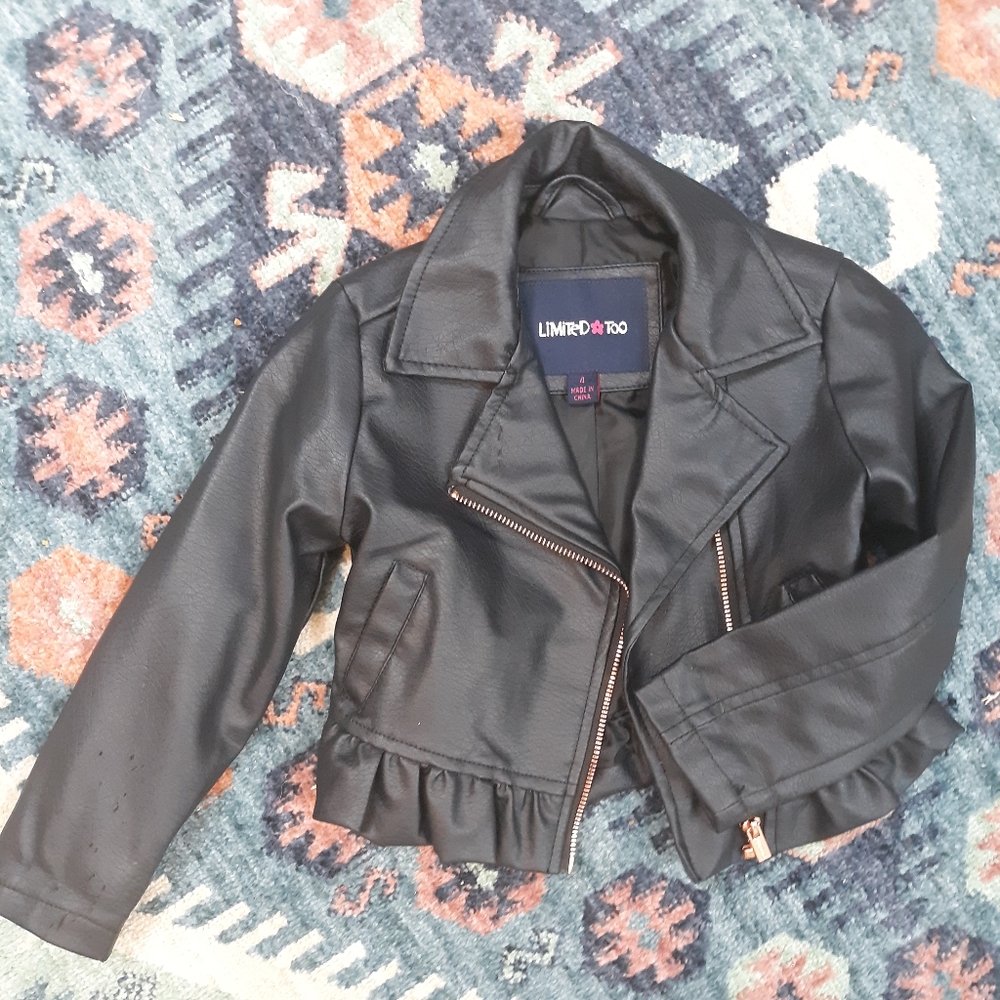 Limited Too Sz 4 Black Pleather Jacket